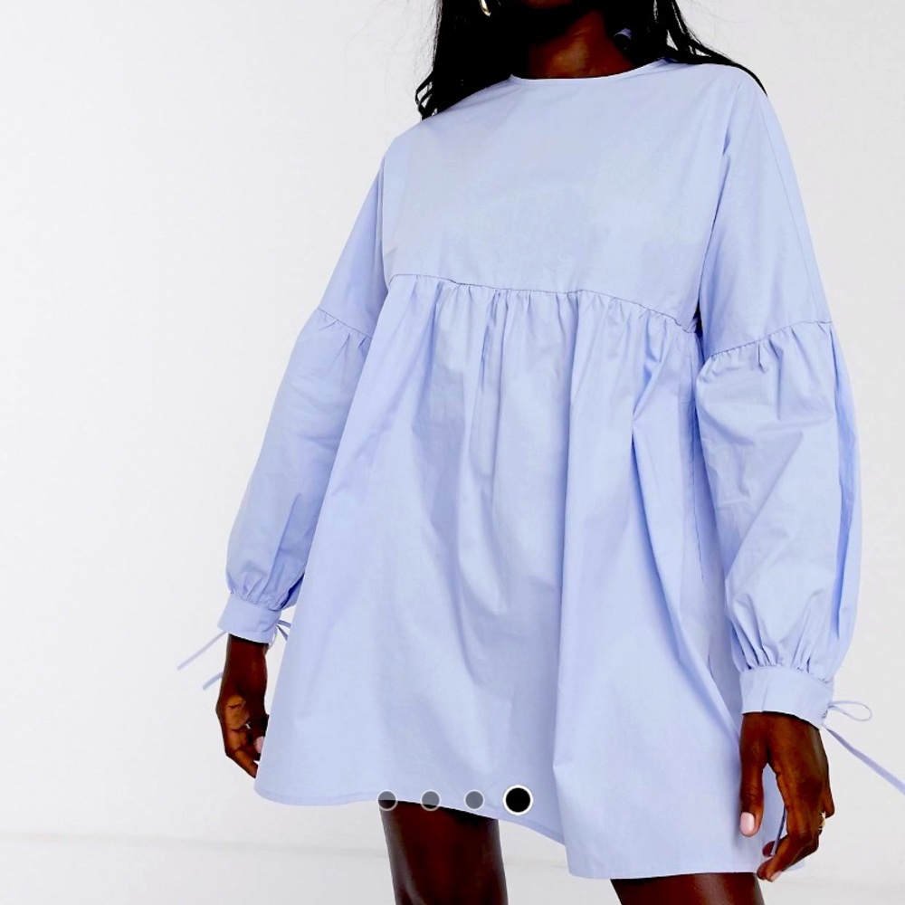 ASOS Mini Smock Dress With Tie Cuffs